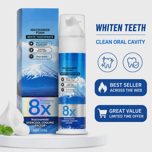 Niacinamide Foam Whitening Toothpaste – Deep Clean & Fresh Breath