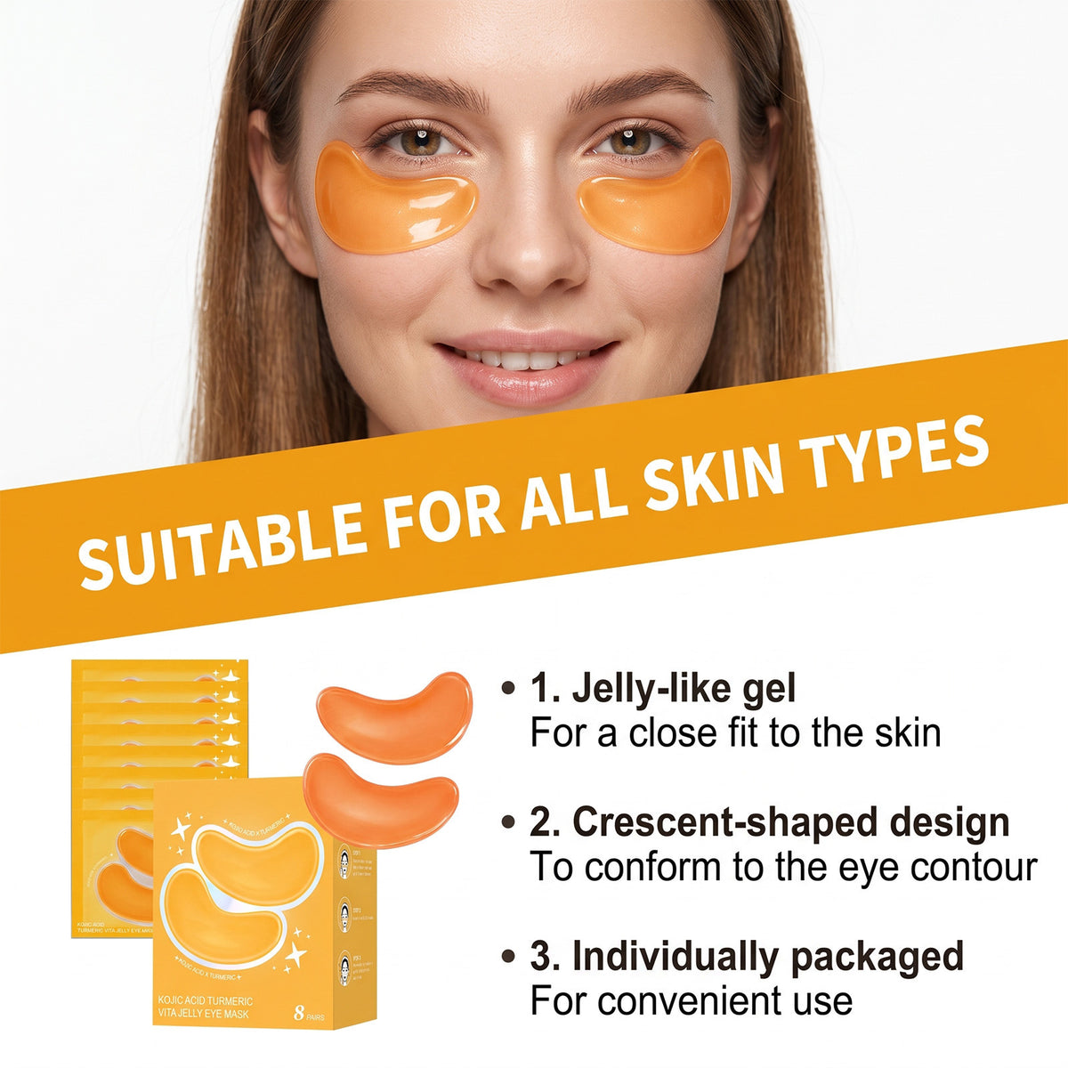 Turmeric Vitamin Jelly Eye Masks – Hydrating & Refreshing Under-Eye Patches