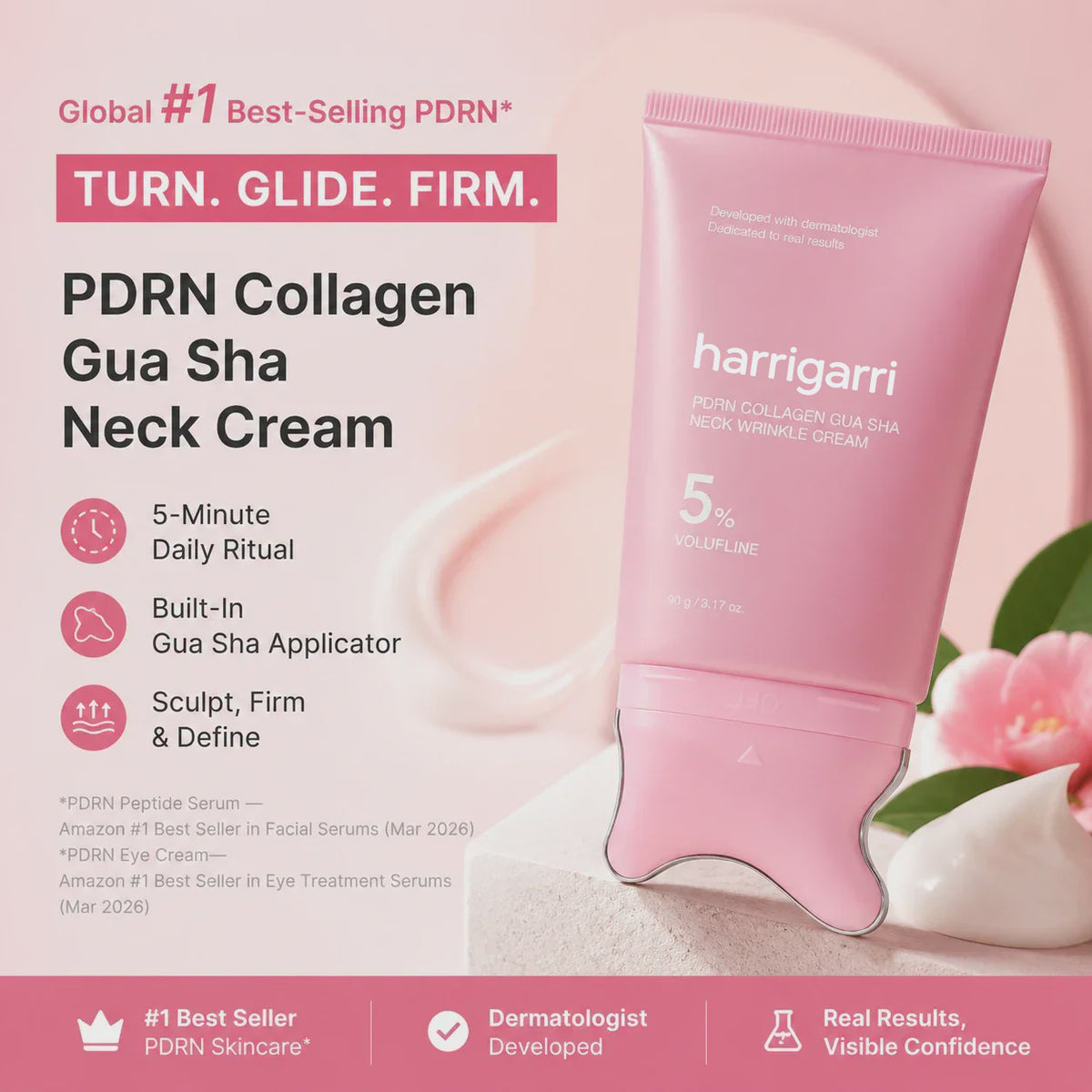 Harrigarri PDRN Collagen Gua Sha Neck Cream – For Firmer, Smoother-Looking Neck Skin