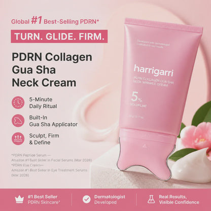 Harrigarri PDRN Collagen Gua Sha Neck Cream – For Firmer, Smoother-Looking Neck Skin