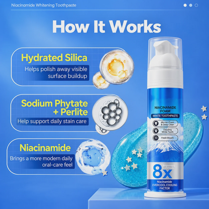Niacinamide Foam Whitening Toothpaste – Deep Clean & Fresh Breath