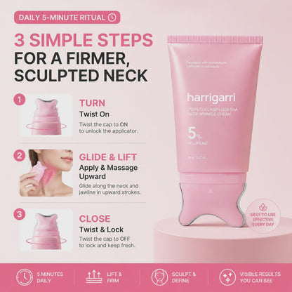Harrigarri PDRN Collagen Gua Sha Neck Cream – For Firmer, Smoother-Looking Neck Skin