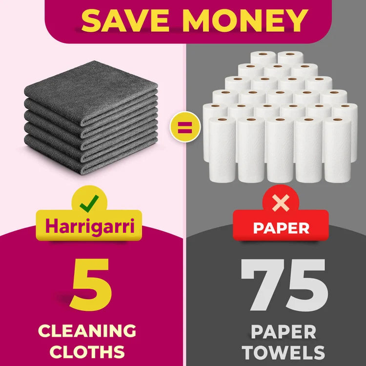 🎁 Buy 1 Get 1 FREE 🎁 Harrigarri Magic Cleaning Cloth (5-Pack) – Streak-Free Shine with Just Water