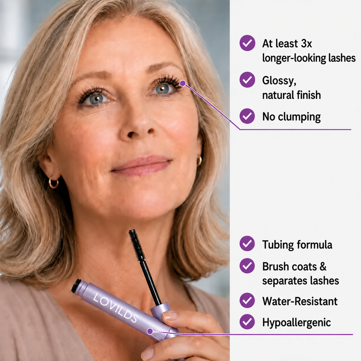 LOVILDS Mascara for Mature Lashes – Longer, Fuller-Looking Lashes Without Clumps
