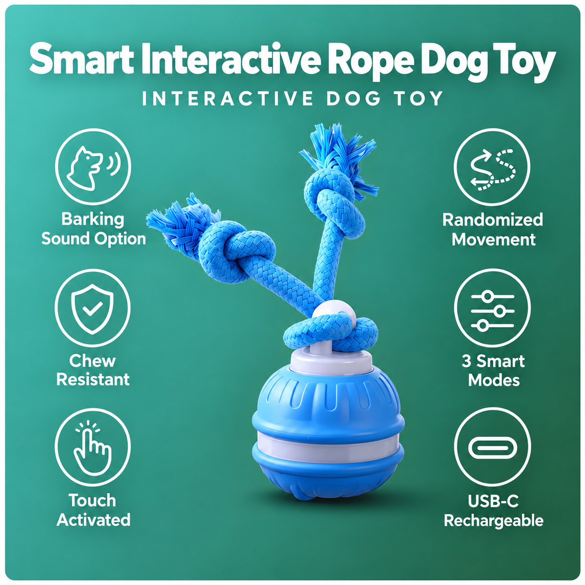 Smart Interactive Rope Dog Toy – Automatic Moving & Tugging Fun