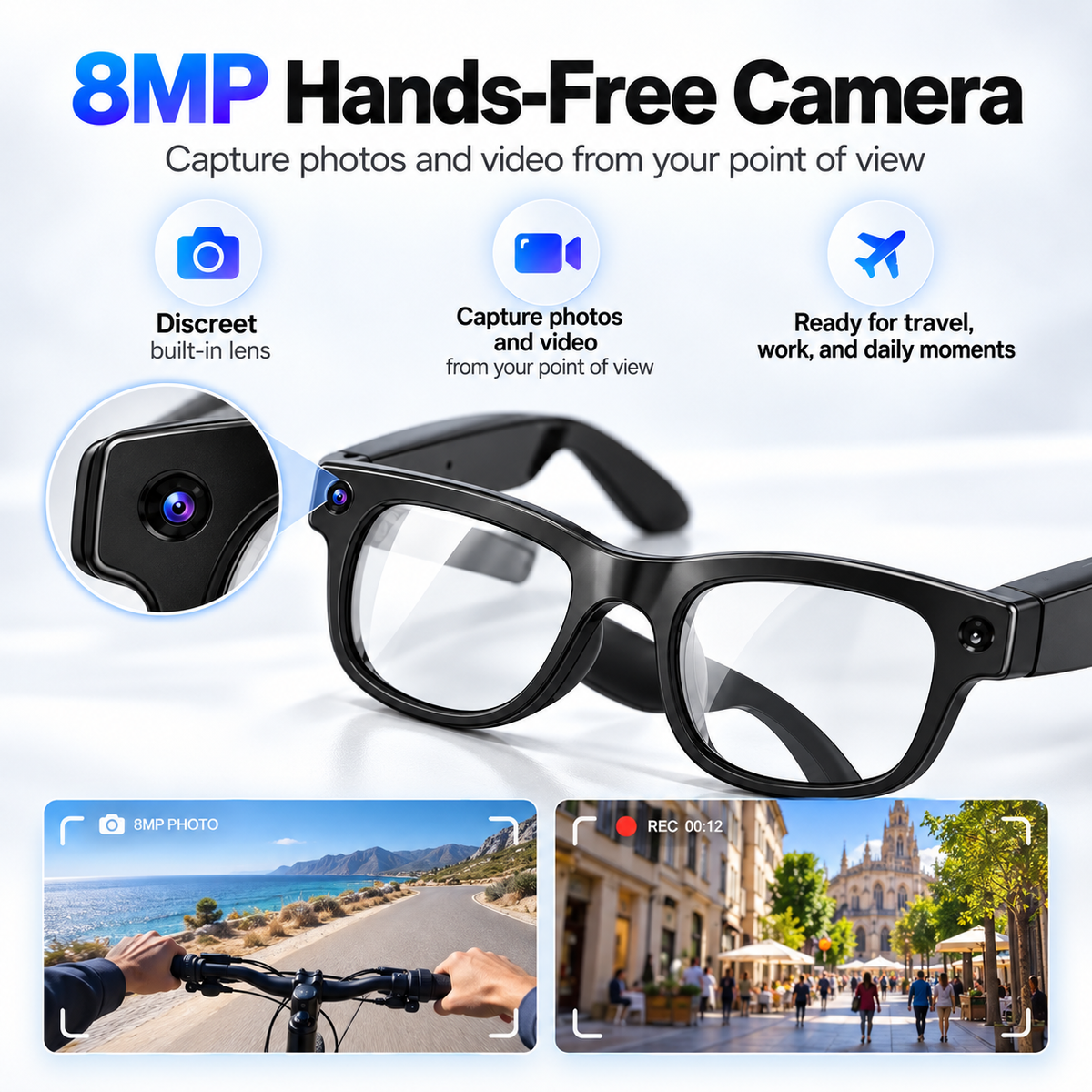 Harrigarri AIMB-G2 AI Smart Glasses – 8MP Camera & AI Translation