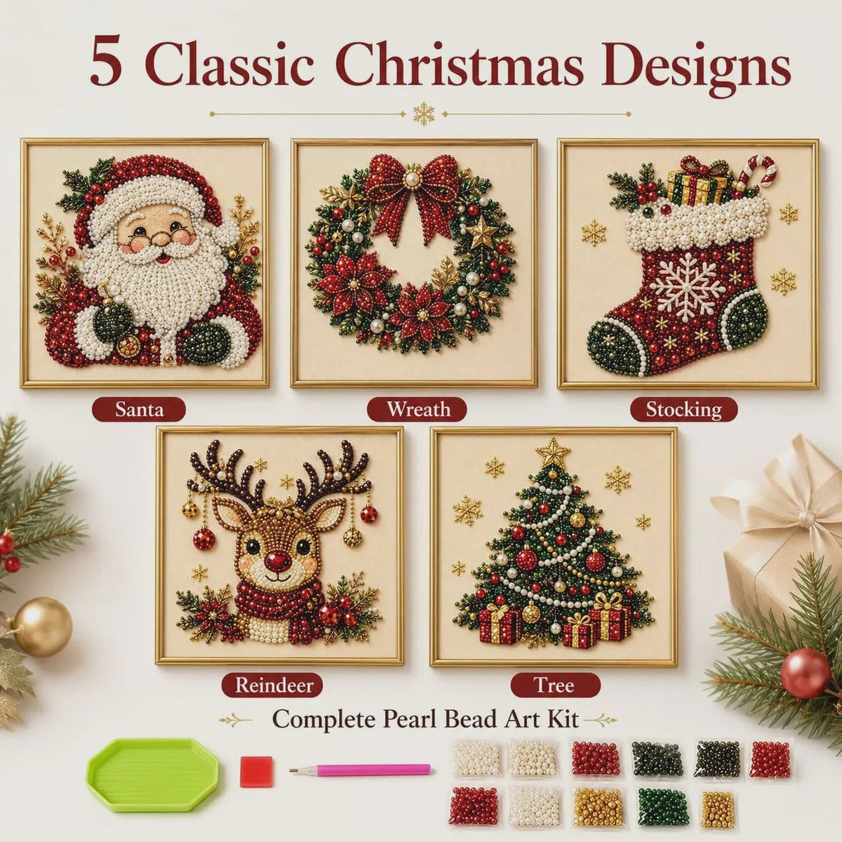 Christmas Pearl Diamond Painting Kit – Relaxing DIY Craft & Festive Home Decor
