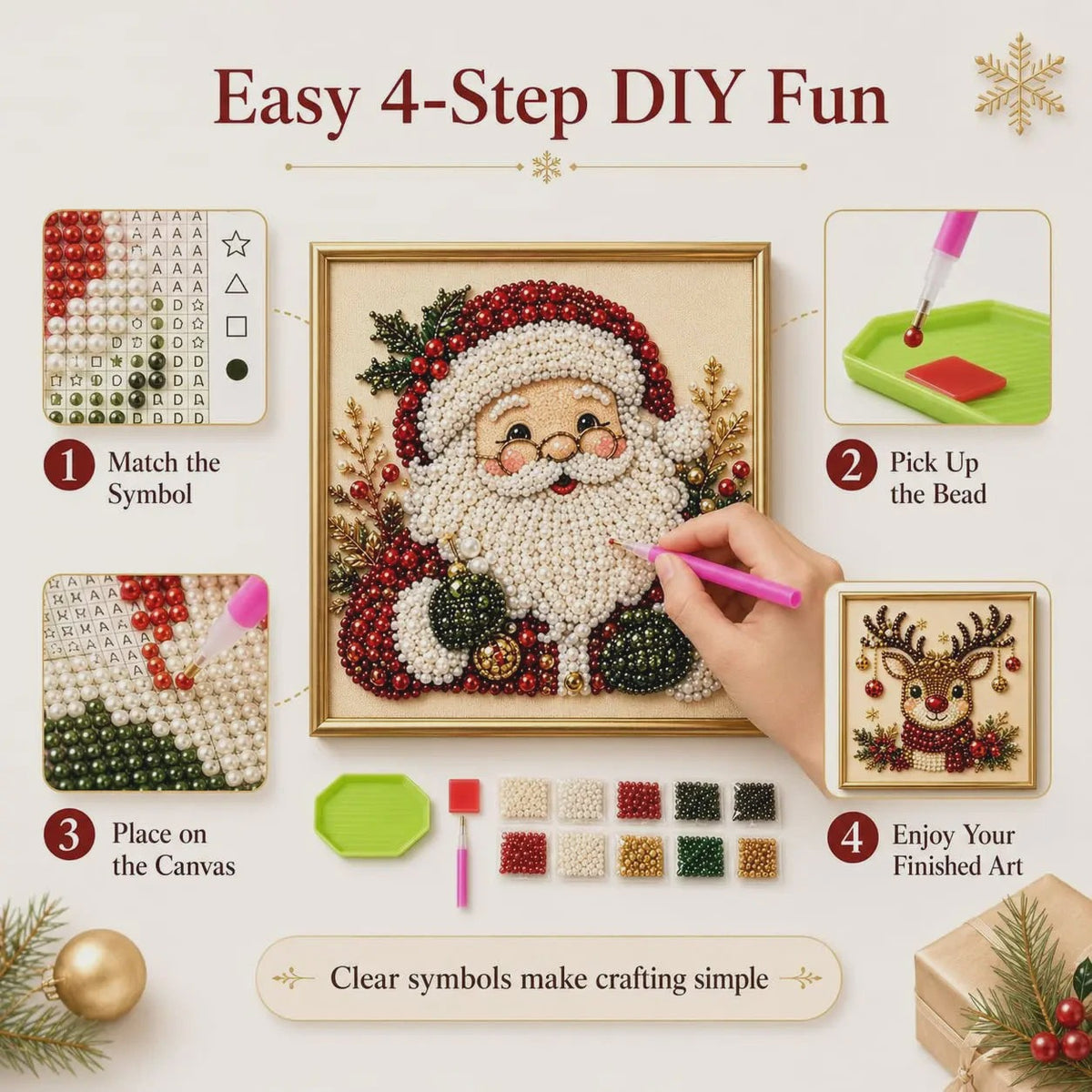 Christmas Pearl Diamond Painting Kit – Relaxing DIY Craft & Festive Home Decor
