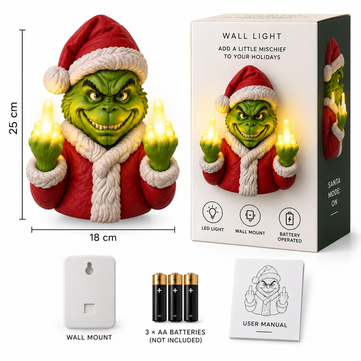 Funny Holiday LED Lamp – Cute Ghost, Santa, Grinch & Reindeer Christmas Decor